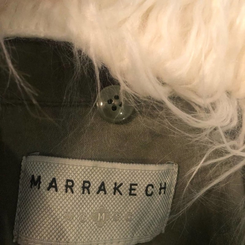 ANTHROPOLOGIE Marrakech Army Green Faux Fur Collared Cadet Jacket Small NEW - Picture 13 of 16